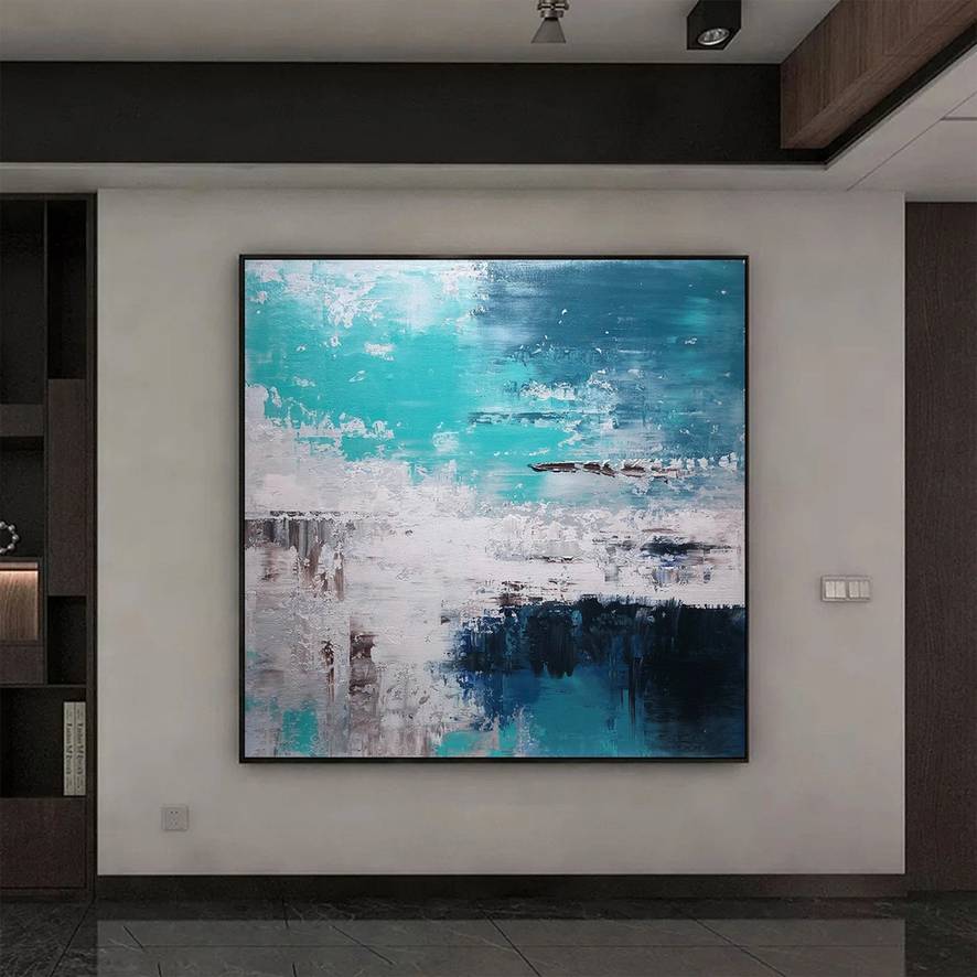 Green Sky Modern Abstract Canvas Artwork XD5Y3 wall art